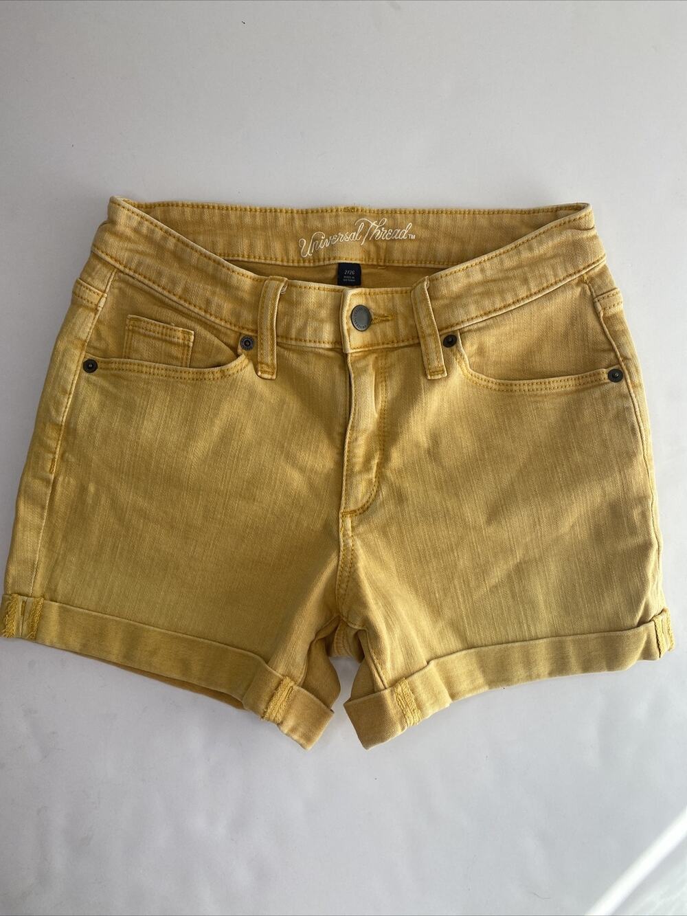 Universal Thread Women's Size 2/26 yellow Jean Shorts High Rise 5 pockets